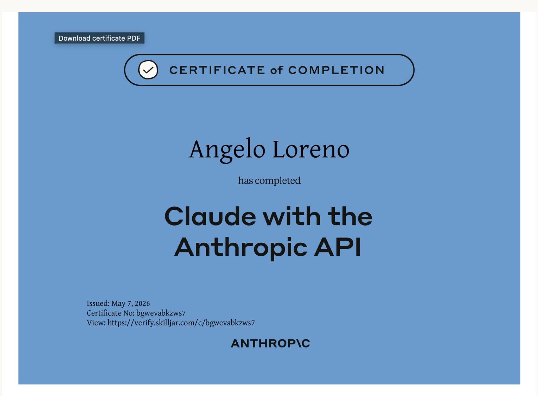 Claude with the Anthropic API certificate